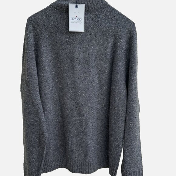 UNTUCKit Donegal Men’s Sweater Mottled Gray Wood Button-Neck Pullover Men Medium - Picture 6 of 8